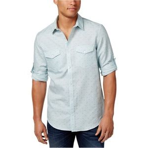 Calvin Klein Mens Dash Print Button Up Shirt